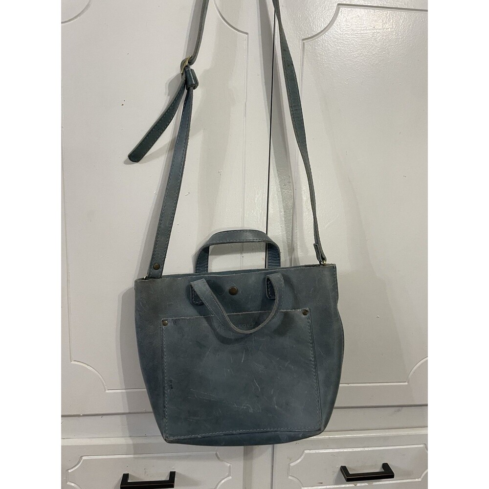 Portland Leather Goods  Crossbody Tote Bag Purse Blue Green Color
